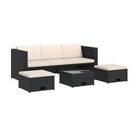 vidaXL Juego de Sofás de Jardín 4 Piezas Muebles de Exterior Mesa y Sillas Mobiliario de Patio Exterior Terraza y Poli Ratán Sintético Negro Mimbre