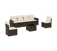 Vidaxl juego de sofás de jardín 7 piezas con cojines ratán pe marrón