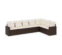 Vidaxl juego de sofás de jardín 7 piezas con cojines ratán pe marrón