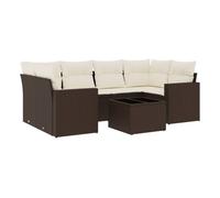 Vidaxl juego de sofás de jardín 7 piezas con cojines ratán pe marrón