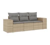 vidaXL Juego de Sofás de Jardín con Cojines 3 pzas, Asientos con Respaldos, Sofás Modulares, Muebles para Patio Terraza, Ratán PE Beige