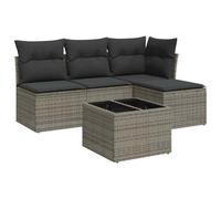 vidaXL Juego de Sofás de Jardín con Cojines 5 pzas, Asientos de Exterior, Sofás Modulares, Muebles para Terraza Balcón, Ratán Sintético Gris