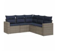 vidaXL Juego de Sofás de Jardín con Cojines 5 pzas, Sillas con Respaldos, Sofás Modulares, Asientos para Patio Terraza, Ratán Sintético Gris