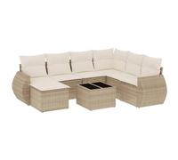 vidaXL Juego de Sofás de Jardín con Cojines 8 pzas, Asientos con Respaldos, Sofás Modulares, Muebles para Patio Terraza, Ratán PE Beige