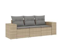 vidaXL Juego de Sofás de Jardín con Cojines 3 pzas, Asientos con Respaldos, Sofás Modulares, Muebles para Patio Terraza, Ratán PE Beige
