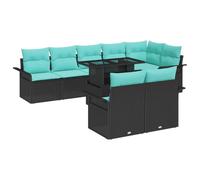 vidaXL Juego de sofás de jardín de 9 piezas negro ratán de polipropileno, juego de sofás modernos para exteriores, muebles modulares, sofá de patio, asientos de jardín, tumbona