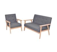 Vidaxl juego de sofás de tela de 2 piezas color gris oscuro