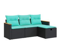 vidaXL Juego de sofás jardín 4 pzas con Cojines ratán sintético Negro