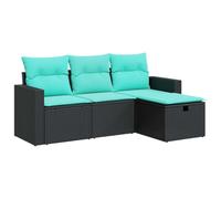 vidaXL Juego de sofás jardín 4 pzas con Cojines ratán sintético Negro