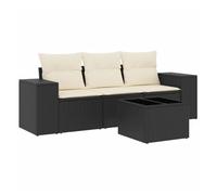 Vidaxl juego de sofás jardín 4 pzas con cojines ratán sintético negro