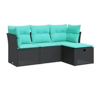 vidaXL Juego de sofás de jardín 4 pzas con cojines, ratán sintético Negro