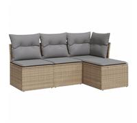 vidaXL Juego de sofás jardín con Cojines 4 pzas ratán sintético Beige