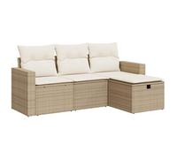 vidaXL Juego de sofás jardín con Cojines 4 pzas ratán sintético Beige