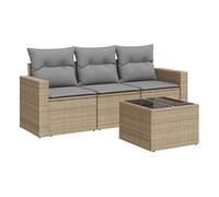 Vidaxl juego de sofás jardín con cojines 4 pzas ratán sintético beige