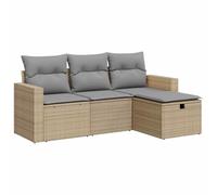 vidaXL Juego de sofás jardín con Cojines 4 pzas ratán sintético Beige