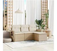 vidaxl Juego de sofás jardín con cojines 4 pzas ratán sintético beige