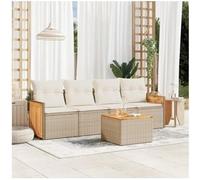 vidaxl Juego de sofás jardín con cojines 5 pzas ratán sintético beige