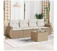 vidaxl Juego de sofás jardín con cojines 5 pzas ratán sintético beige