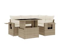 vidaXL Juego de sofás jardín con Cojines 5 pzas ratán sintético Beige