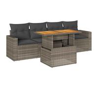 vidaXL Juego de sofás jardín con Cojines 5 pzas ratán sintético Gris