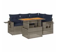 vidaXL Juego de sofás jardín con Cojines 5 pzas ratán sintético Gris, Juego de sofá de Exterior, sofá para jardín, Juego de sofá de Esquina de Exterior