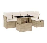 vidaXL Juego de sofás jardín con Cojines 6 pzas ratán sintético Beige