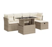 vidaXL Juego de sofás jardín con Cojines 6 pzas ratán sintético Beige