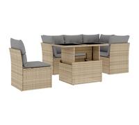 vidaXL Juego de sofás jardín con Cojines 6 pzas ratán sintético Beige