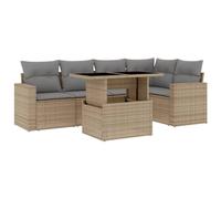 vidaXL Juego de sofás jardín con Cojines 6 pzas ratán sintético Beige