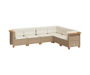 vidaXL Juego de sofás jardín con Cojines 6 pzas ratán sintético Beige