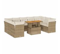 vidaXL Juego de sofás jardín con Cojines Beige 10 pzas ratán sintético