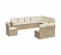 Vidaxl juego de sofás jardín con cojines beige 10 pzas ratán sintético