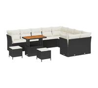 vidaXL Juego de Sofás Modulares de 5 Piezas para Exterior con Cojines Negras de Polirratán y Cremas Relajarse en el balcón o Patio. Muebles de jardín Modernos: sillas y sofás de Mader