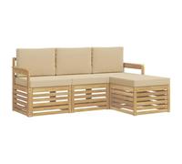 vidaXL Juego de sofás para exteriores 4 piezas blanco y beige 189,5 x 122,5 x 73 cm, sofá de jardín, salón de patio moderno, muebles para terraza y juego de confort de asiento