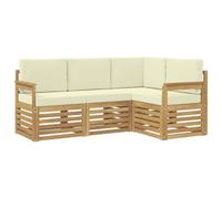 vidaXL Juego de sofás para exteriores 4 piezas blanco y crema 187,5 x 128,5 x 73 cm, juego de salón de jardín, muebles de exterior modernos, sofá seccional para terraza y patio
