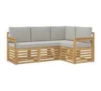 vidaXL - Juego de sofás para exteriores, 4 unidades, color blanco y gris claro, juego de salón de jardín, sofá moderno, muebles seccionales para la terraza, confort en el patio