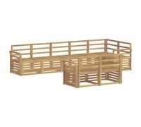 vidaXL Juego de sofás para exteriores, 8 piezas, color blanco, 308 x 130,5 x 73 cm, sofá de jardín moderno para exteriores, conjunto acogedor para patio, diseño elegante