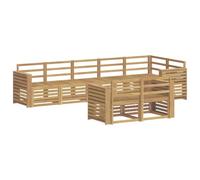vidaXL Juego de sofás para exteriores, 8 piezas, color blanco, 310 x 132,5 x 73 cm, sofá de jardín moderno para exteriores, conjunto acogedor para patio, diseño elegante