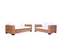 Vidaxl juego de sofás para jardín con cojines 2 piezas ratán natural