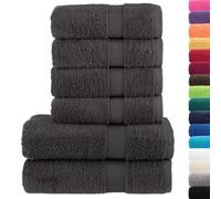 vidaXL Juego de Toallas 6 Piezas 100% algodón Gris Antracita 600 gsm, Toalla, Juego de Toallas de baño, Toalla de invitado, Toalla de baño