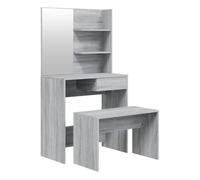 vidaXL Juego de Tocador Maquillaje Muebles Almacenaje Baño Cuarto Decoración Adorno Entrada Aseo Cajones Mesa Espejo Vestidor Color Gris Sonoma