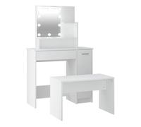 Vidaxl juego de tocador con led madera contrachapada blanco