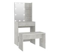 Vidaxl juego de tocador con led madera contrachapada gris hormigón