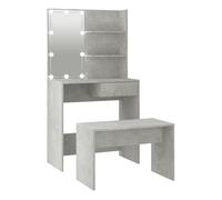 Vidaxl juego de tocador con led madera contrachapada gris hormigón