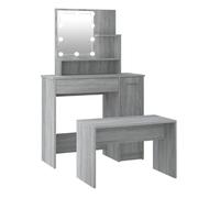 Vidaxl juego de tocador con led madera contrachapada gris sonoma