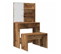 Vidaxl juego de tocador con led madera contrachapada madera vieja