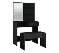Vidaxl juego de tocador con led madera contrachapada negro