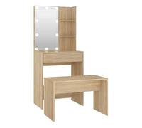Vidaxl juego de tocador con led madera contrachapada roble sonoma