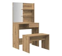 Vidaxl juego de tocador de madera de ingeniería de roble artesanal