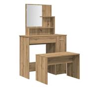 Vidaxl juego de tocador de madera de ingeniería de roble artesanal